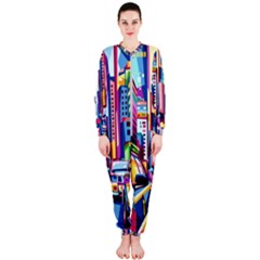 City-street-car-road-architecture Onepiece Jumpsuit (ladies) by Jancukart