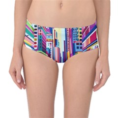 City-street-car-road-architecture Mid-waist Bikini Bottoms