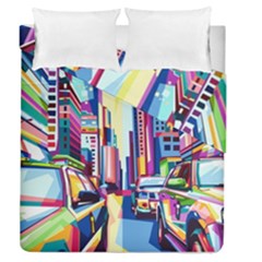 City-street-car-road-architecture Duvet Cover Double Side (queen Size)