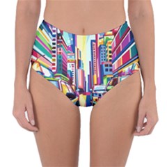 City-street-car-road-architecture Reversible High-waist Bikini Bottoms by Jancukart