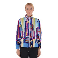 City-street-car-road-architecture Women s Bomber Jacket