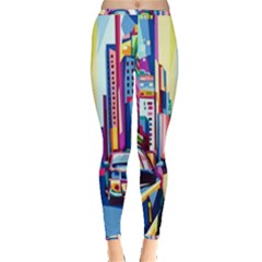 City-street-car-road-architecture Inside Out Leggings