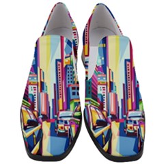 City-street-car-road-architecture Women Slip On Heel Loafers