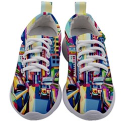 City-street-car-road-architecture Kids Athletic Shoes