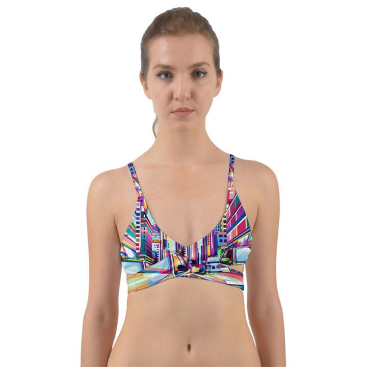 City-street-car-road-architecture Wrap Around Bikini Top