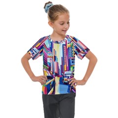 City-street-car-road-architecture Kids  Mesh Piece Tee