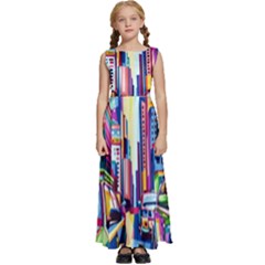 City-street-car-road-architecture Kids  Satin Sleeveless Maxi Dress