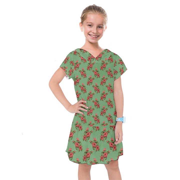 Flowers-b 002 Kids  Drop Waist Dress