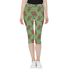 Flowers-b 002 Inside Out Lightweight Velour Capri Leggings 