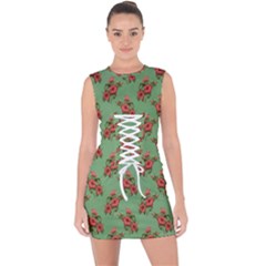 Flowers-b 002 Lace Up Front Bodycon Dress by nate14shop