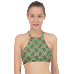 Flowers-b 002 Racer Front Bikini Top by nate14shop