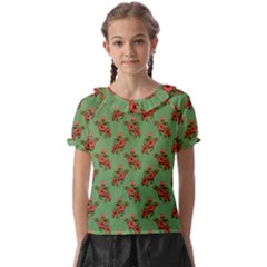 Flowers-b 002 Kids  Frill Chiffon Blouse