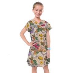 Flowers-b 003 Kids  Drop Waist Dress by nate14shop