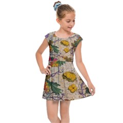 Flowers-b 003 Kids  Cap Sleeve Dress by nate14shop