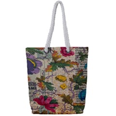 Flowers-b 003 Full Print Rope Handle Tote (small)