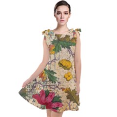 Flowers-b 003 Tie Up Tunic Dress