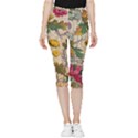 Flowers-b 003 Inside Out Lightweight Velour Capri Leggings  View1