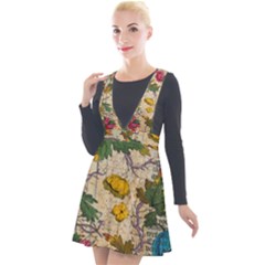 Flowers-b 003 Plunge Pinafore Velour Dress by nate14shop