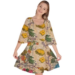 Flowers-b 003 Velour Kimono Dress by nate14shop