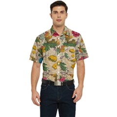 Flowers-b 003 Men s Short Sleeve Pocket Shirt  by nate14shop