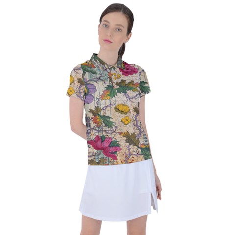 Flowers-b 003 Women s Polo Tee by nate14shop