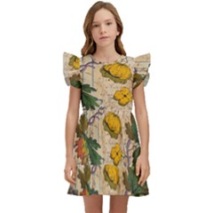 Flowers-b 003 Kids  Winged Sleeve Dress