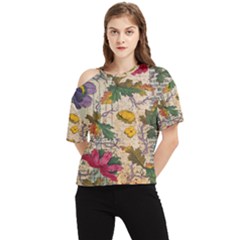 Flowers-b 003 One Shoulder Cut Out Tee