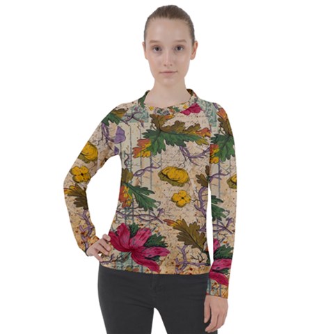 Flowers-b 003 Women s Pique Long Sleeve Tee by nate14shop