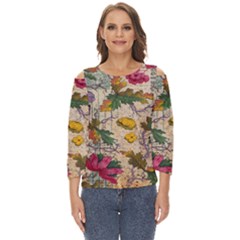 Flowers-b 003 Cut Out Wide Sleeve Top