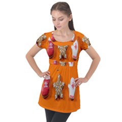 Gingerbread-4718553 Puff Sleeve Tunic Top by nate14shop