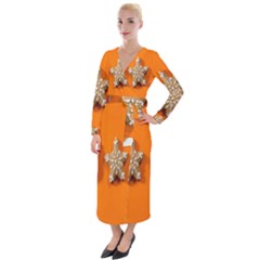 Gingerbread-4718553 Velvet Maxi Wrap Dress by nate14shop