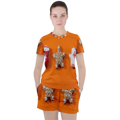 Gingerbread-4718553 Women s Tee And Shorts Set by nate14shop