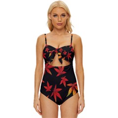 Hd-wallpaper-b 001 Knot Front One-piece Swimsuit