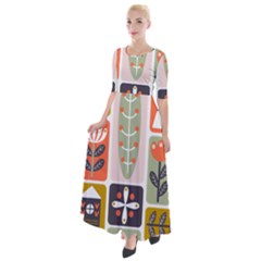 Scandinavian Pattern Artwork Half Sleeves Maxi Dress by HWDesign