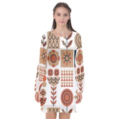 Scandinavian Pattern Artwork No 2 Long Sleeve Chiffon Shift Dress  by HWDesign