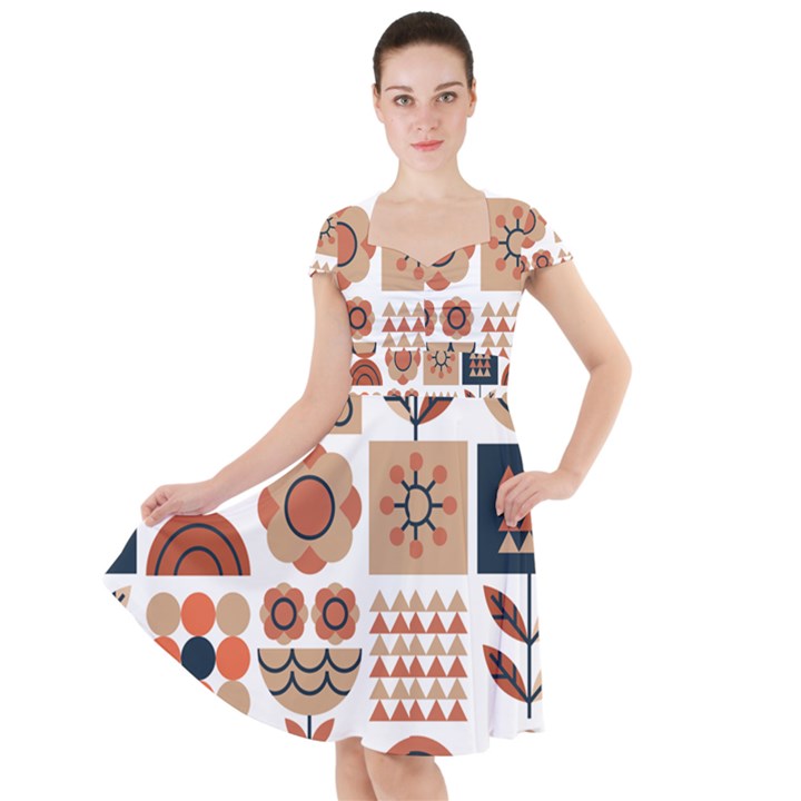 Scandinavian Pattern Artwork No.2 Cap Sleeve Midi Dress