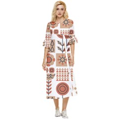 Scandinavian Pattern Artwork No 2 Double Cuff Midi Dress by HWDesign