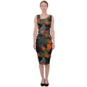 Orange Leaves Sleeveless Pencil Dress View1