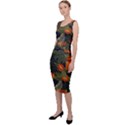 Orange Leaves Sleeveless Pencil Dress View2