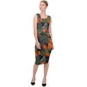 Orange Leaves Sleeveless Pencil Dress View3