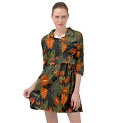 Orange Leaves Mini Skater Shirt Dress by HWDesign