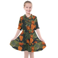 Orange Leaves Kids  All Frills Chiffon Dress by HWDesign