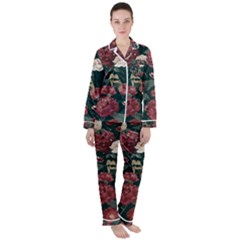 Magic Of Roses Satin Long Sleeve Pajamas Set by HWDesign