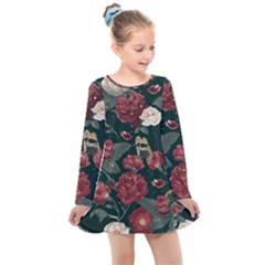 Magic Of Roses Kids  Long Sleeve Dress by HWDesign