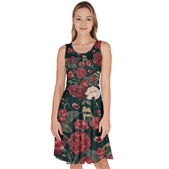 Magic Of Roses Knee Length Skater Dress With Pockets by HWDesign