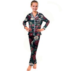 Magic Of Roses Kid s Satin Long Sleeve Pajamas Set by HWDesign