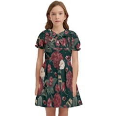 Magic Of Roses Kids  Bow Tie Puff Sleeve Dress by HWDesign