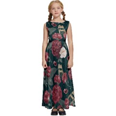 Magic Of Roses Kids  Satin Sleeveless Maxi Dress by HWDesign