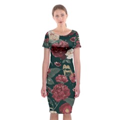 Magic Of Roses Classic Short Sleeve Midi Dress by HWDesign