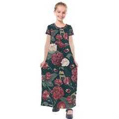 Magic Of Roses Kids  Short Sleeve Maxi Dress by HWDesign